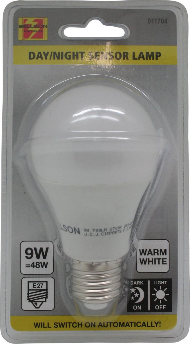 fragment alliantie ijs Benson LED E27 Lamp met Dag/Nacht Sensor - 9W - 2700K | bol.com