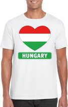 Hongarije hart vlag t-shirt wit heren S