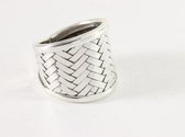 Gevlochten zilveren ring - maat 17