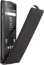 Zwart lederen flip case Sony Xperia Z5 case Telefoonhoesje