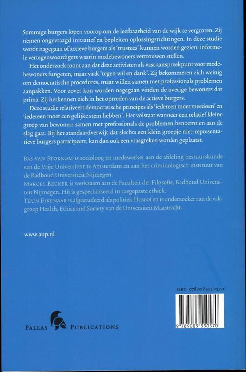 Participatie En Vertegenwoordiging - back cover