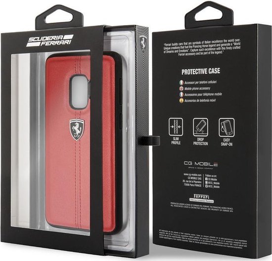Ferrari Stripe Leather Hard Case voor Samsung Galaxy S9 - Rood van Merkloos — afbeelding 4