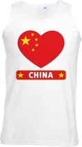 China hart vlag singlet shirt/ tanktop wit heren 2XL