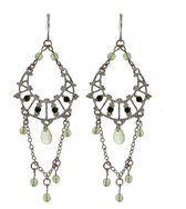Behave ® - oorhangers dames zilver-kleur met groene details