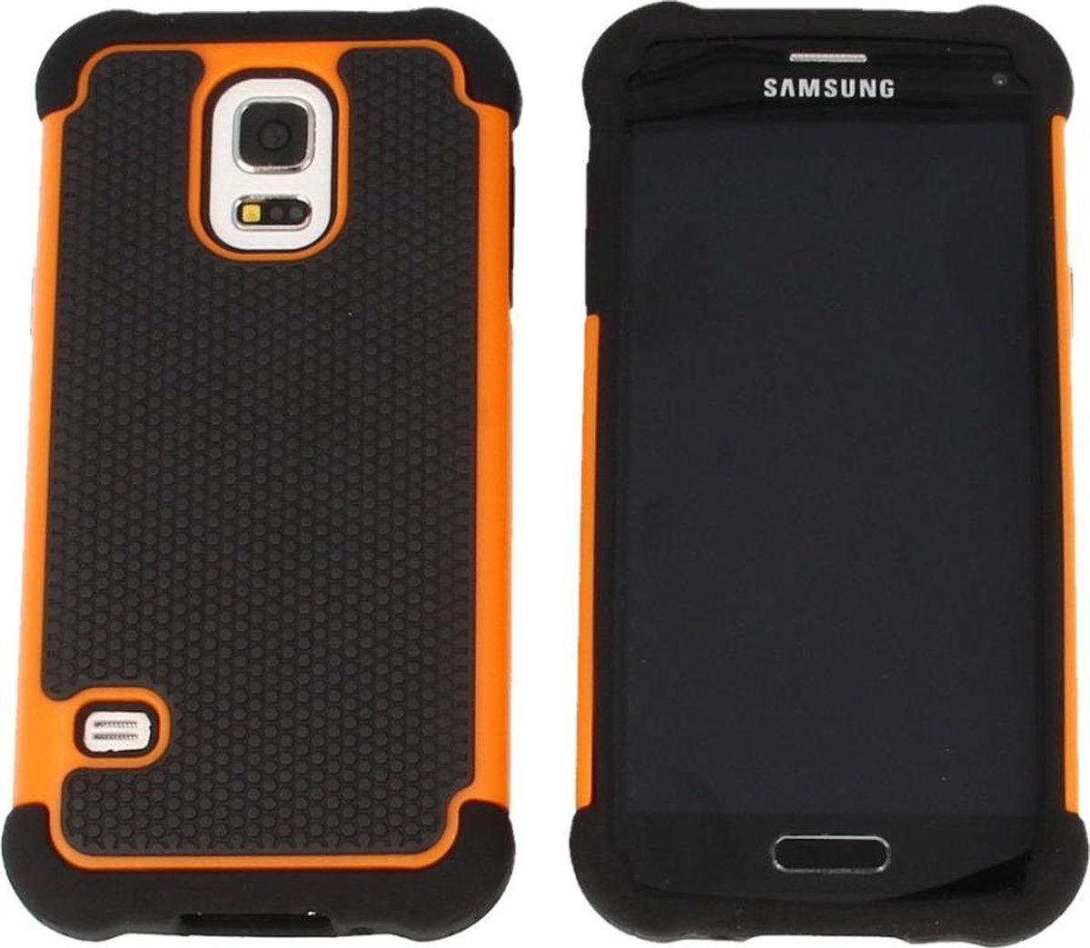 Samsung Galaxy S5 mini G800 Shock Proof Case Zwart Oranje