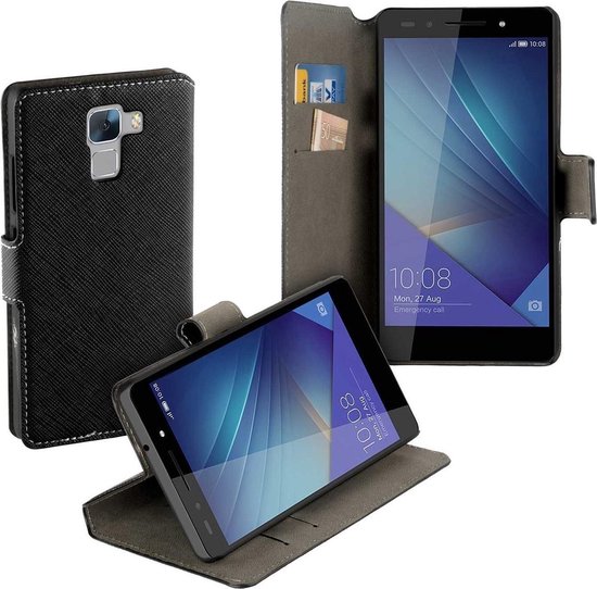 HC zwart bookcase style voor de Huawei Honor 7 wallet hoesje | bol.com