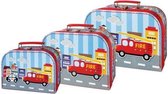Simply for Kids 3-delige Kofferset Brandweerauto:s