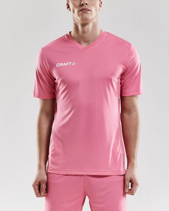 Craft Squad Jersey Solid SS Shirt Heren Sportshirt - Maat L  - Mannen - roze/wit - Craft