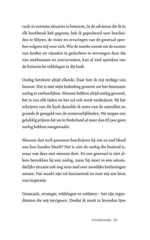Voorwoord 13 van het boek 'Denken als een generaal' over oorlogsvoering en inspiratie.
