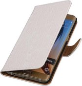 Krokodil Wit Hoesje - Samsung Galaxy S6 edge Plus - Book Case Wallet Cover Beschermhoes
