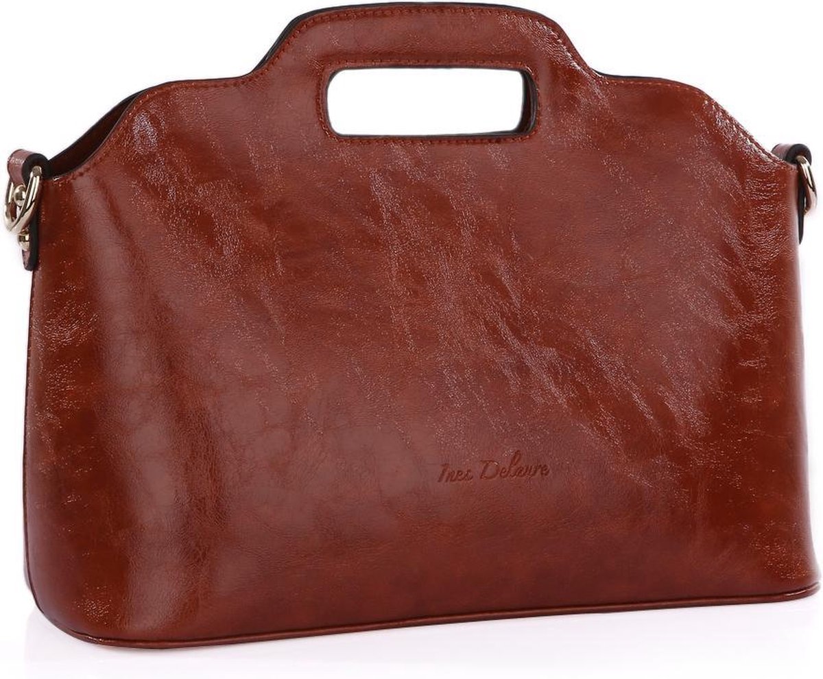 Ines Delaure - Handige tas in tas/bag in bag - handtas/crossbody - camel/bruin