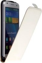 Lelycase Wit Lederen Flip case case Telefoonhoesje Huawei Ascend G7