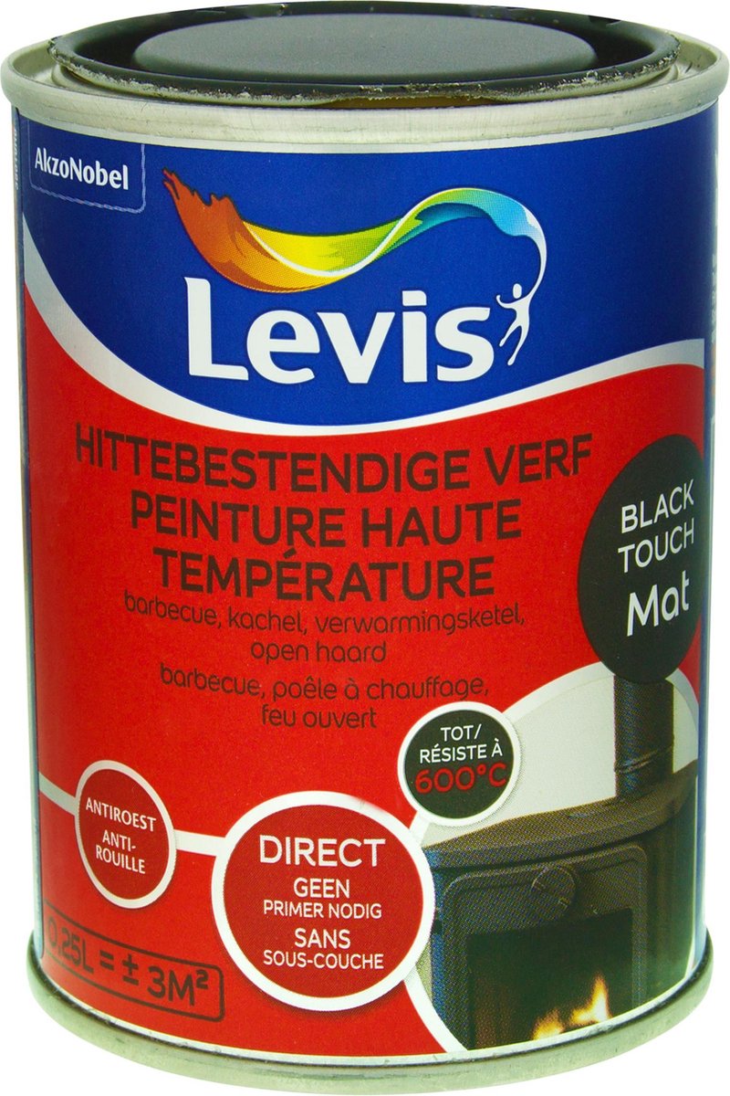 Levis Opfrisverf - Hittebestendige Verf - Mat - Black Touch - 0.25L |  bol.com