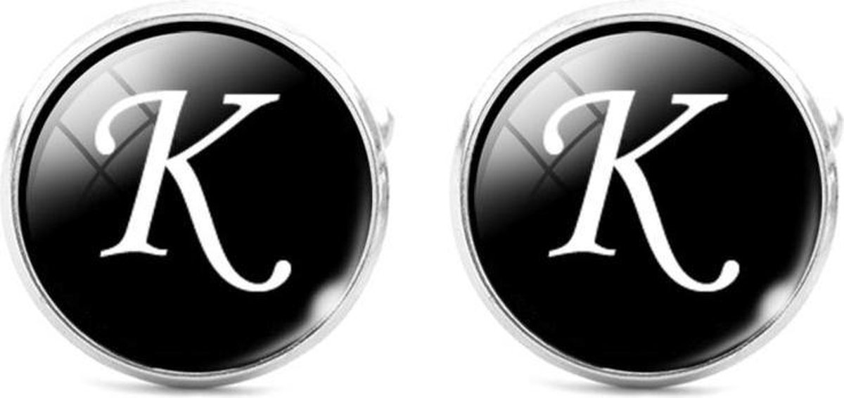 Montebello Manchetknopen Letter K - 316L Staal - Glas - ∅16mm