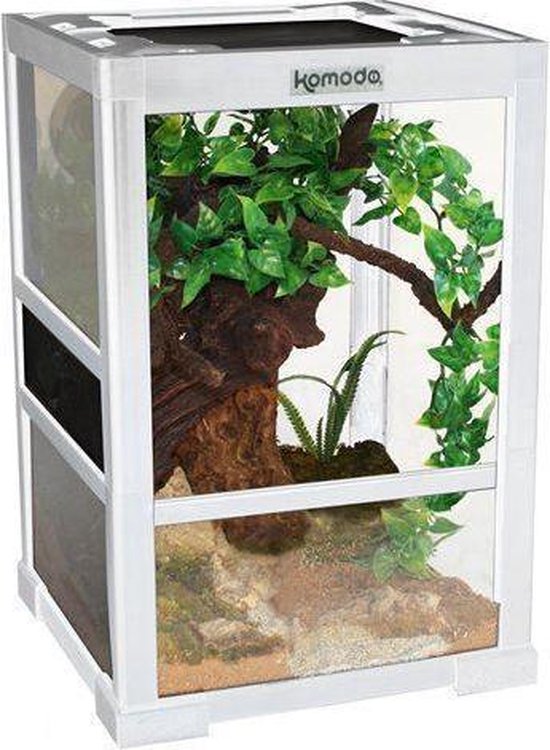 KOMODO Terrarium Komodo terrarium glas plat verpakt wit 45 x 45 x 60 cm
