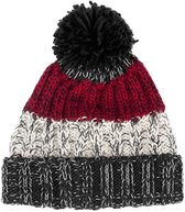 Muts Wintermuts - Heren - One Size - Gebreid Winter Gevoerd - Pompon - Rood / Antraciet