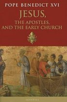 Boek "Jezus, de Apostelen en de Vroege Kerk" met afbeelding van vissers in een boot.