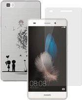 MP Case glasfolie tempered screen protector gehard glas voor Huawei P8 Lite + Gratis Love design TPU case hoesje voor Huawei P8 Lite