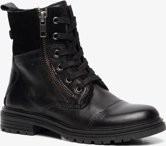 Hush Puppies leren jongens veterboots - Zwart - Maat 34 | bol.com