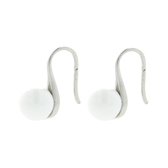 My Bendel zilveren oorhangers met witte keramieken bol - Zilveren oorbellen met witte keramieken bol - Met luxe cadeauverpakking