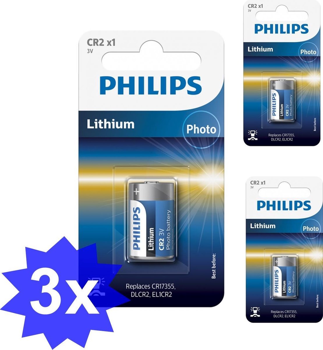 Philips CR2 Lithium Photo 3V 900mAh - 3 Stuks
