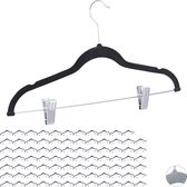 Relaxdays 84x kledinghanger met clips - fluweel - klerenhanger – broekhangers