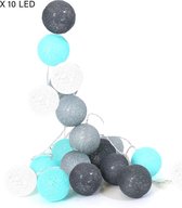 Cotton ball lights - Lichtsnoer 10 ballen – LED verlichting – 1.75 meter – Lichtblauw