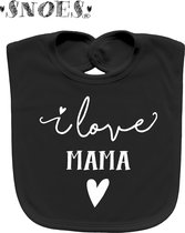 Slabbetje zwart met tekst i love mama Snoeslifestyle