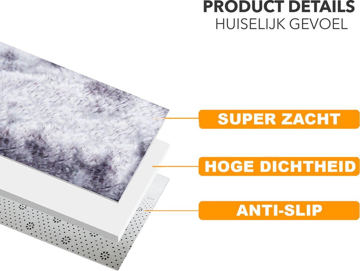 Tapeso Fluffy vloerkleed - Comfy Deluxe - Crème - 160x230 cm