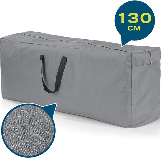Hoberg Sac De Rangement Coussins Jardin 130x50x32 Cm - Pour 4 Coussins Haut Dossier, Imperméable, Anti-UV, Fermeture Éclair Extra-Longue