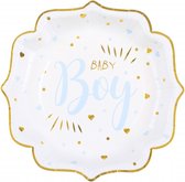 Babyshower bordjes It's a Boy blauw wit goud - bord - babyshower - genderreveal - boy