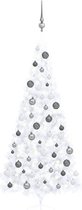 vidaXL - Kunstkerstboom - met - verlichting - en - kerstballen - half - 240 - cm - wit