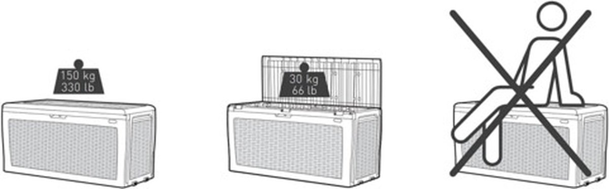 Keter Samoa Coffre de rangement - 270 L - 117x45x57 cm - Graphite