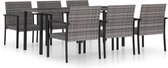 vidaXL - 7-delige - Tuinset - poly - rattan - grijs