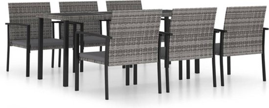 vidaXL - 7-delige - Tuinset - poly - rattan - grijs