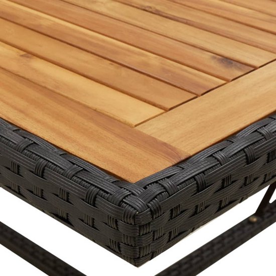 vidaXL - Tuintafel - 109x107x74 - cm - poly - rattan - en - massief - acaciahout - zwart