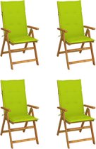 Chaises de jardin 4 pcs réglables avec coussins en bois d'acacia massif