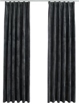 vidaXL - Gordijnen - verduisterend - 2 - st - met - haken - 140x245 - cm - fluweel - antraciet