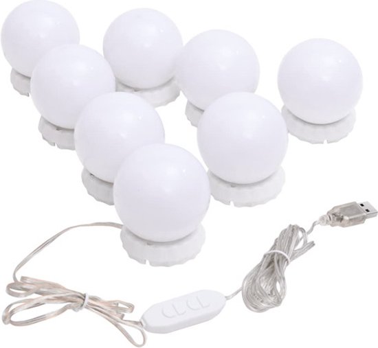 Miroir mural sans cadre avec lampes LED verre rond