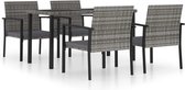 vidaXL Ensemble de jardin 5 pièces en poly rotin gris
