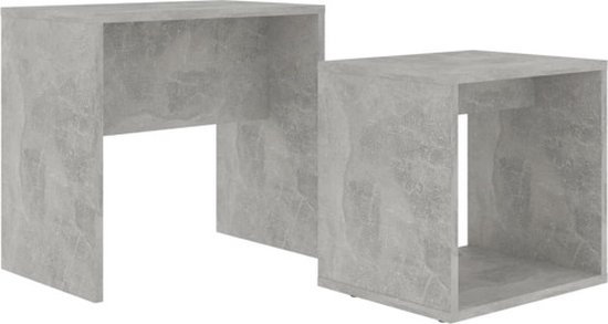 vidaXL - Salontafelset - 48x30x45 - cm - bewerkt - hout - betongrijs