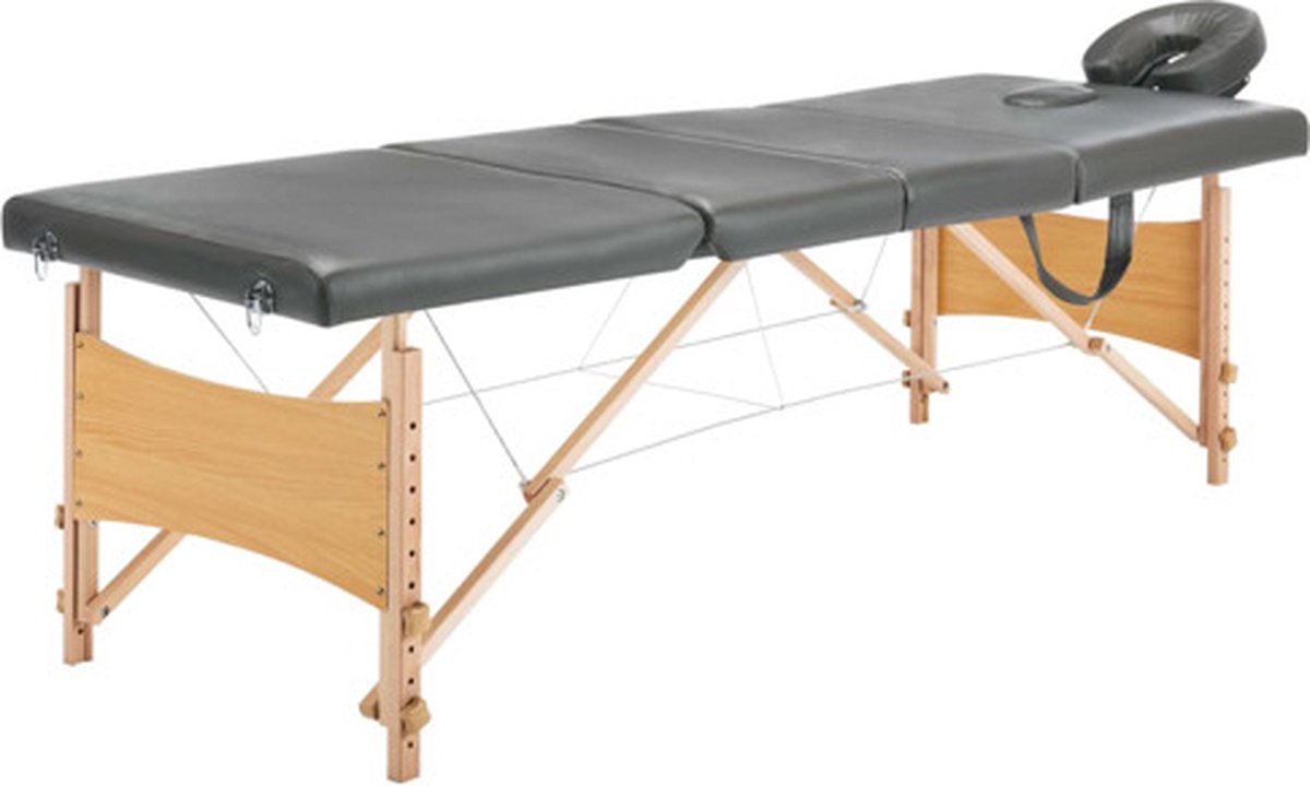 Goedkoopste vidaXL - Massagetafel - met - 4 - zones - 186x68 - cm - houten - frame - antraciet