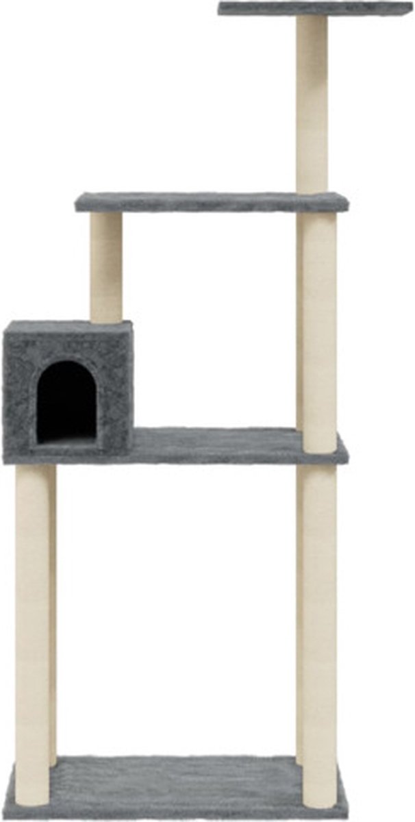 vidaXL - Kattenkrabpaal - met - sisal - krabpalen - 147 - cm - donkergrijs