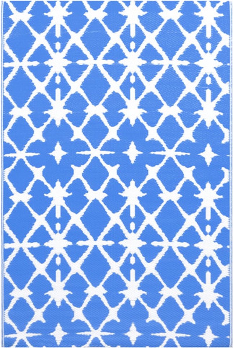 Bol.com vidaXL - Buitenkleed - ARAKIL - 190x290 - cm - PP - blauw - en - wit aanbieding