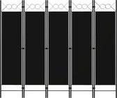 vidaXL - Kamerscherm - met - 5 - panelen - 200x180 - cm - zwart