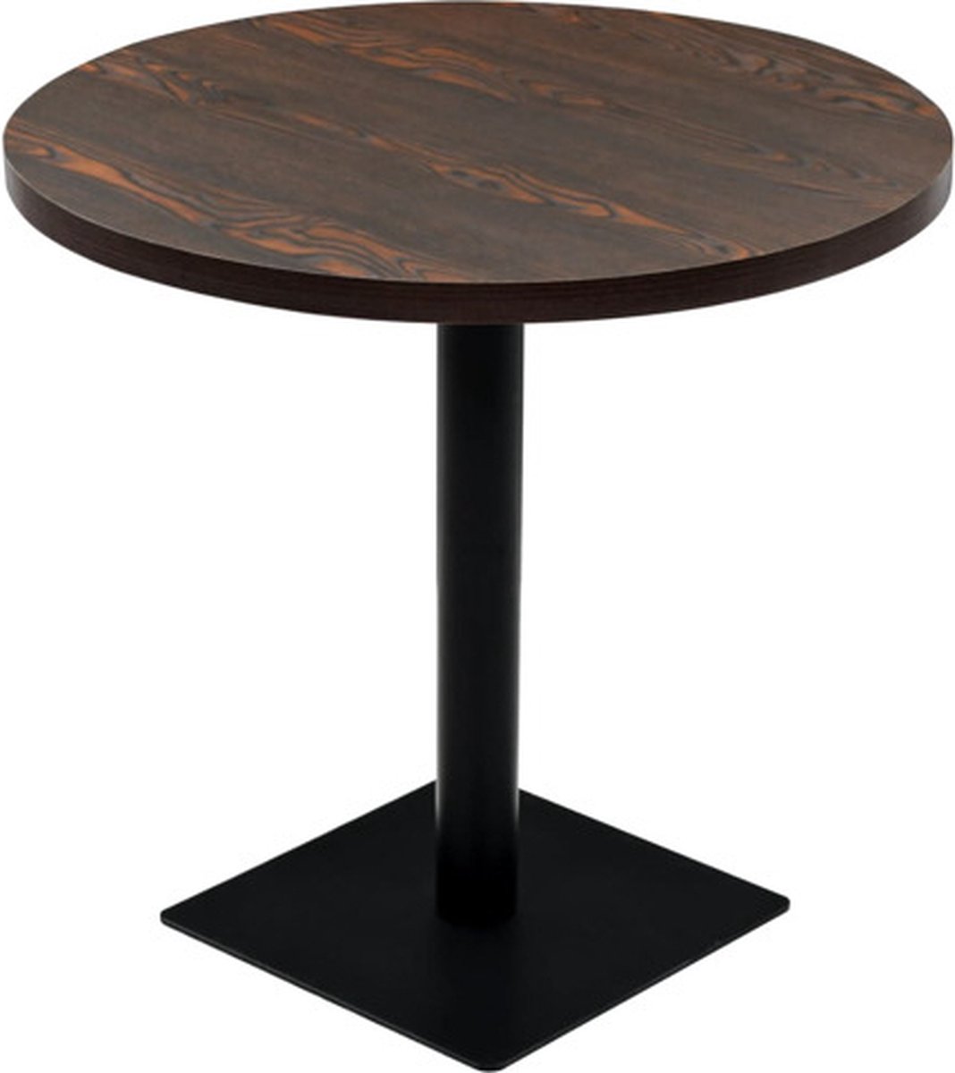 vidaXL Bistrotafel - rond - 80x75 - cm - MDF - en - staal - donker - essenkleur Donker essen