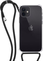 Hoes Geschikt voor iPhone 12 Mini Hoesje Transparant Met Telefoonkoord Cover Shock Proof Case Koord Hoes