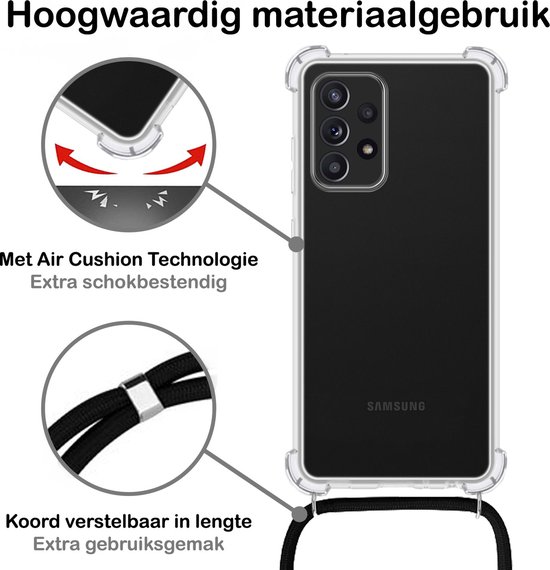 Coque Samsung transparente avec 'Air Cushion Technologie' et cordon réglable.