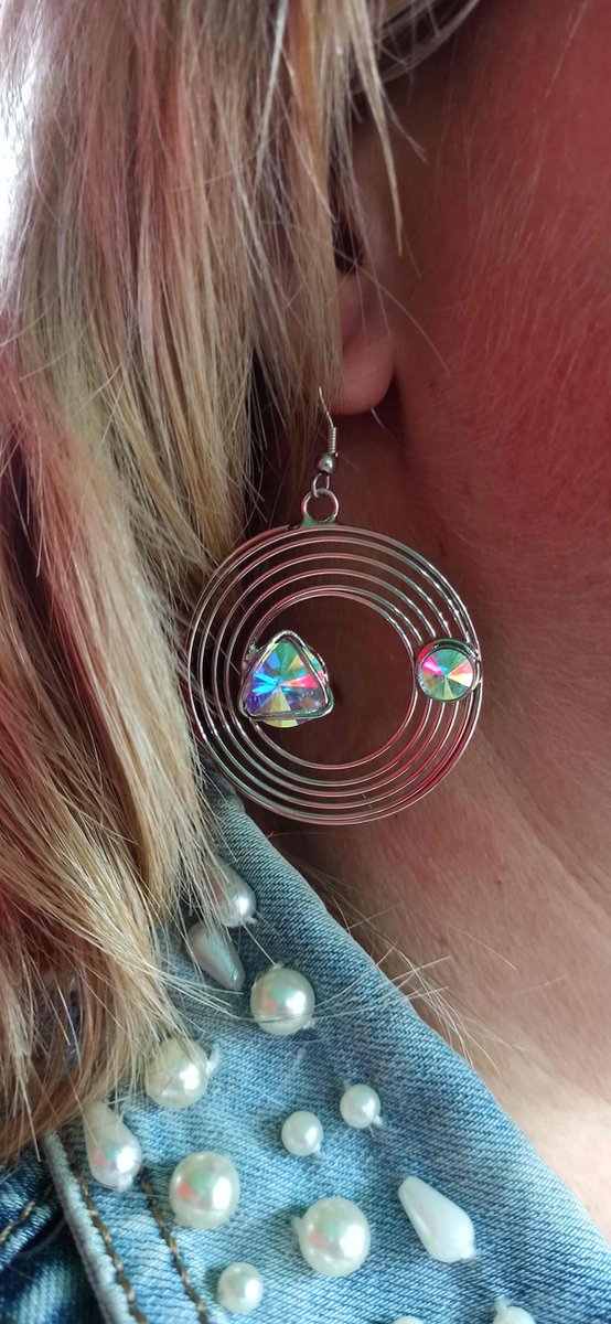 MALU CITY Oorbellen Handgemaakt – SWAROVSKI ELEMENTS™ Crystal AB – Gerhodineerd Italiaans Design – Ø 38 mm – Lengte 6,5 cm