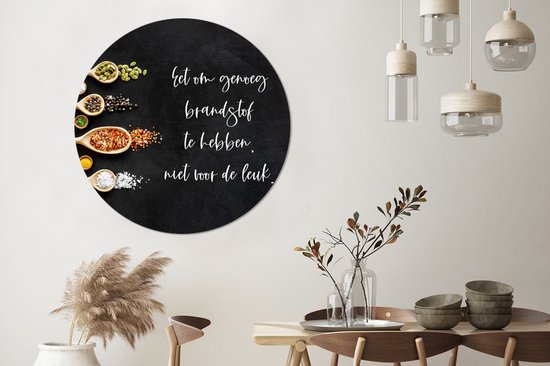 Wall Circle - Wall Circle Indoor - Proverbes - Cuisine - Citations - Manger pour avoir assez de carburant - Nourriture - ⌀ 140 cm - Décoration murale - Peintures Ronds